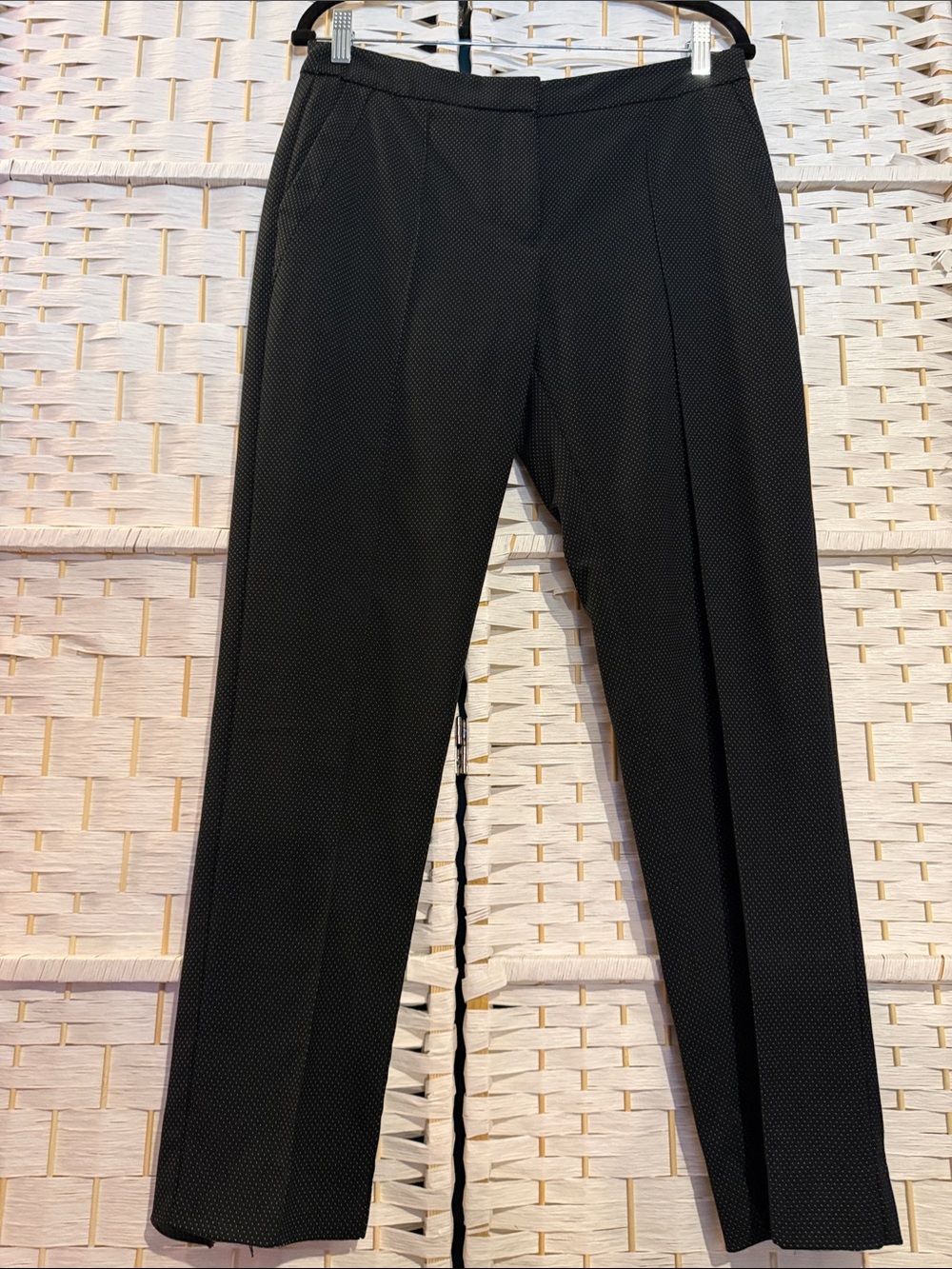 Mango Black Textured Straight-Leg Dress Pants